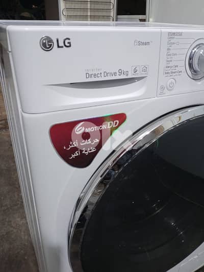 غسالا الجي 9 كيلو درايف انفرتر سمارت 1400 برمه تنشيف