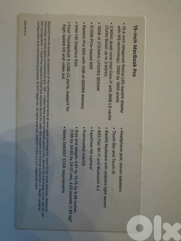 2017 MacBook Pro 15-inch (A1707) 1