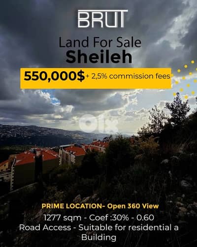 Prime location Land for sale in Sheileh Keserwan-Panoramic