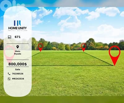 671 sqm Residential land is available for sale in Biyada, Metn