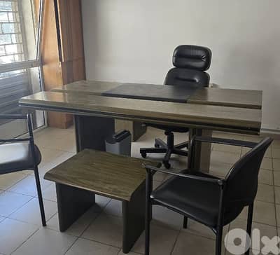 Executive Office Desk + Drawers + Side Table (Excellent Condition)