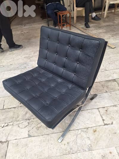 Barcelona chair leather by knoll Italy seventies original