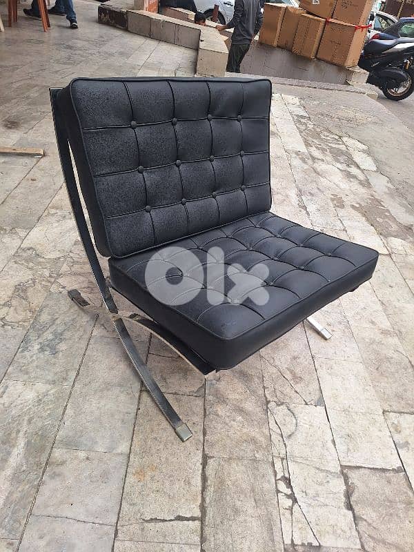 Barcelona chair leather by knoll Italy seventies original 1