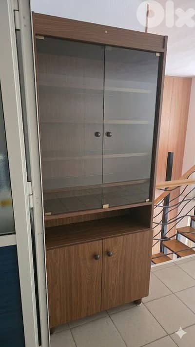 Storage Cabinet with Glass Doors – Good Condition