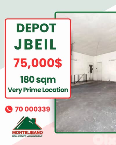 Very Prime Location 180 sqm Depot For Sale in Jbeil جبيل