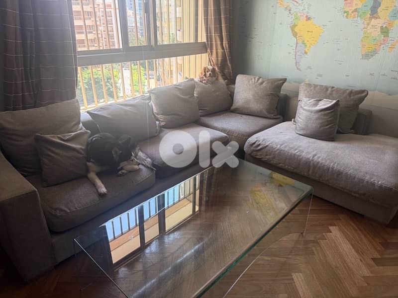 Gray L-Shaped Sofa (Dogs Not Included) 1