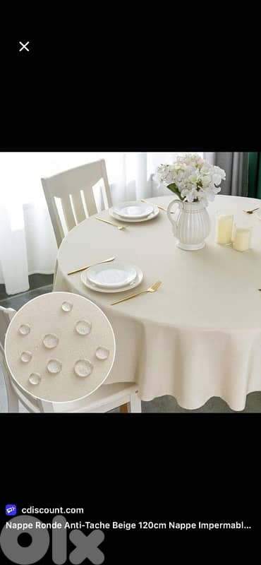 5 nappes  rondes beige et 5 nappes rondes blanches 3
