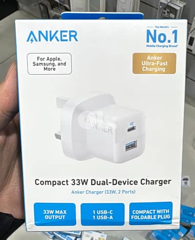 Anker 323 dual charger 33w 2 ports 3 pin white A2331k21