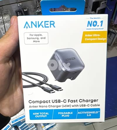 Anker compact Nano usb-c chargerw 45w 3pin black with usb-c cable B269
