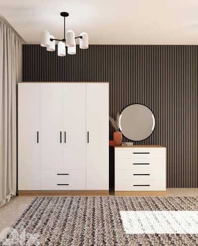 wardrobes 4 doors with Dresser 4 Drawers High Quality