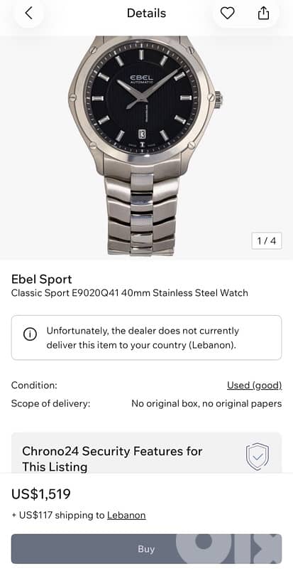 EBEL CLASSIC SPORT 42MM SAPHHIRE CRYSTAL SWISS MADE SWITZERLAND LIKEne 1
