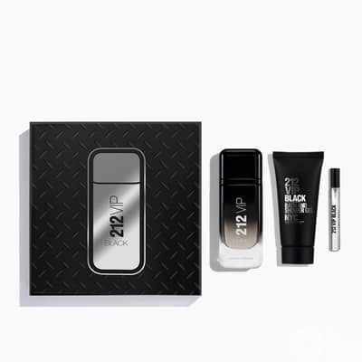 Carolina Herrera Set 212 VIP Black 100ml Eau de Parfum, 100ml Shower Gel and Megaspritzer 10ml