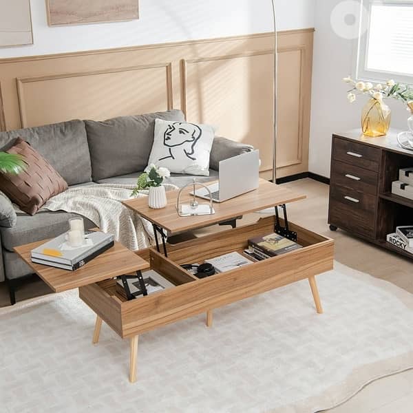 Costway Lift Top Solid Wood Coffee Table 1