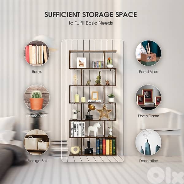 Costway 6-tier Bookcase Industrial 5