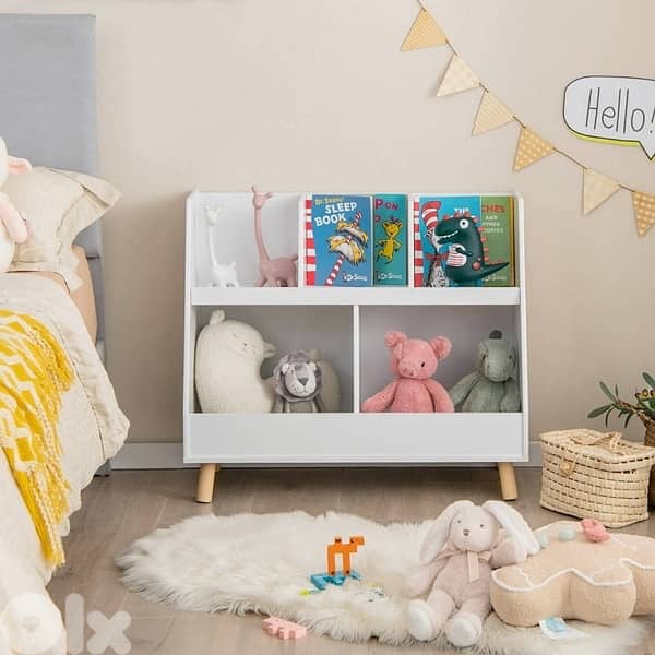 Costway 5-Cube Kids Toy Organizer and Bookcase, White 2