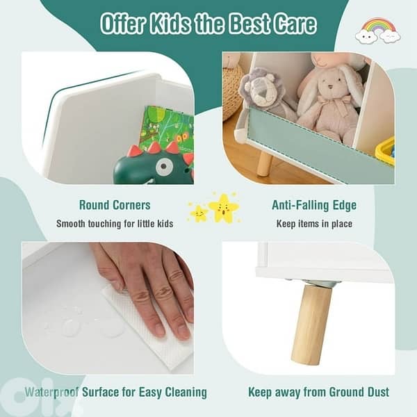 Costway 5-Cube Kids Toy Organizer and Bookcase, White 6