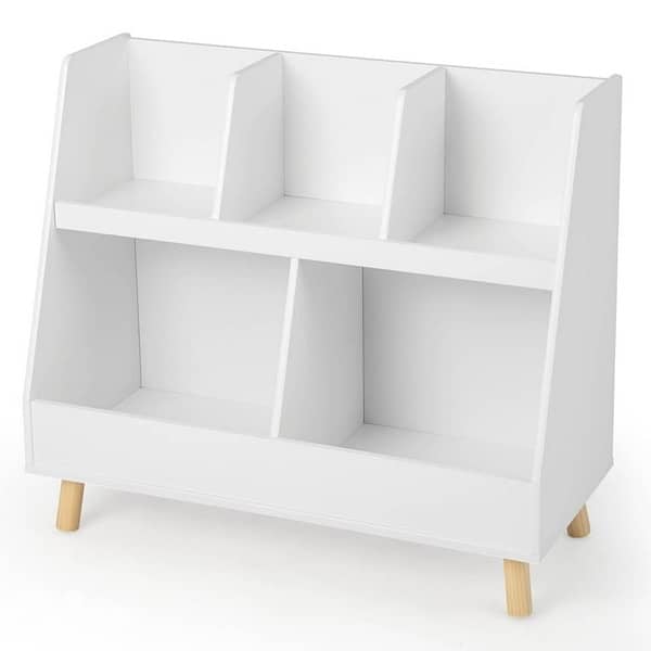 Costway 5-Cube Kids Toy Organizer and Bookcase, White 9