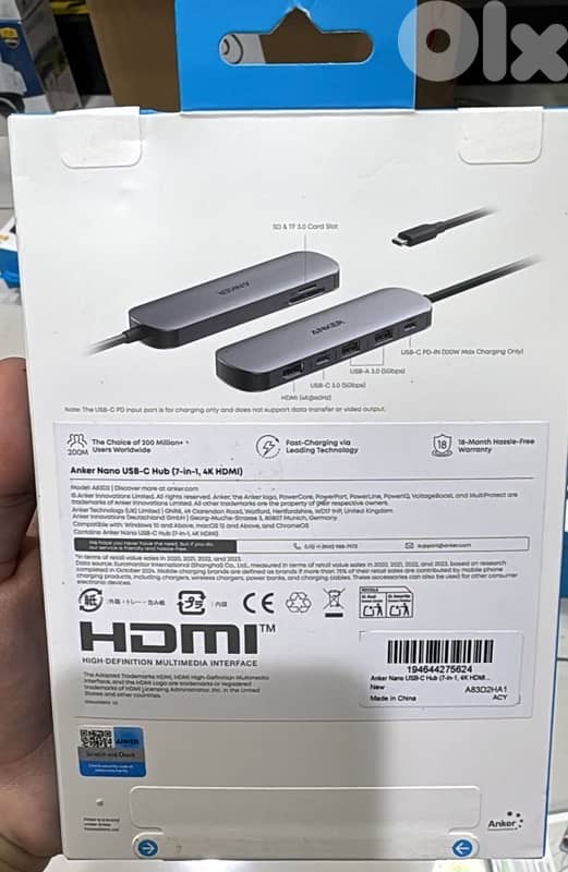 Anker Nano Usb-c Hub ( 7 in 1 4k hdmi)100w pd input charging A83D2HA1 1
