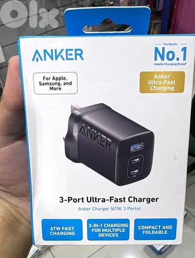 Anker 336 67w 3 port charger 3 pin black A2674K11