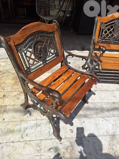 طقم خارجي فيرفورجي انتيك فونت مع خشب قطراني مسيف رائع جدا