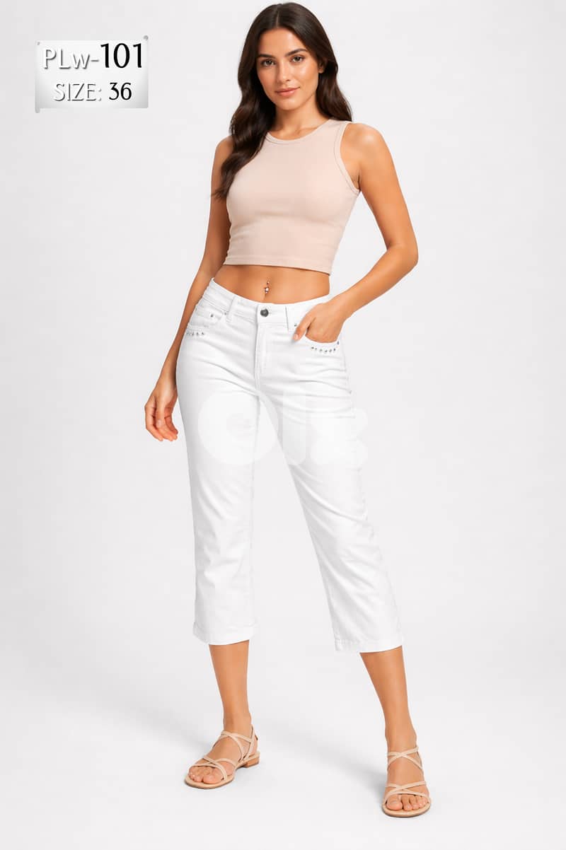 Ladies' WHITE Capri PANTs from European Brands 1