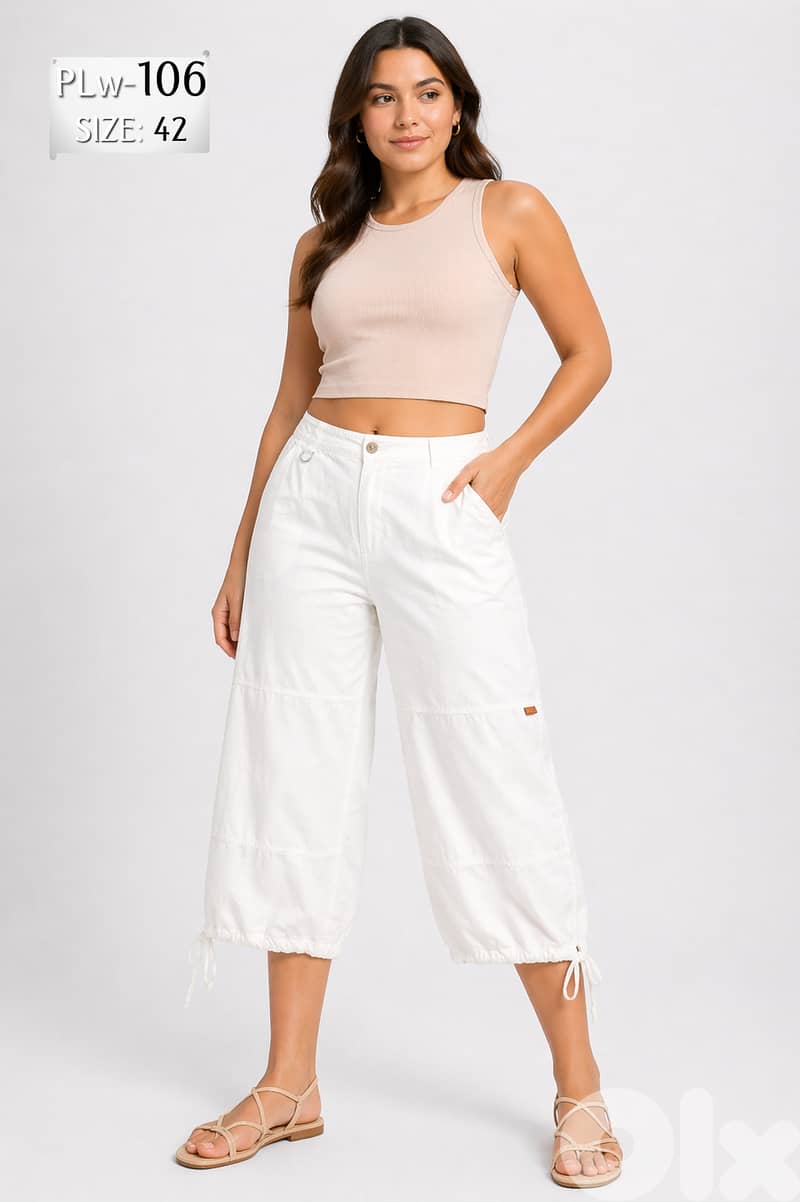 Ladies' WHITE Capri PANTs from European Brands 3
