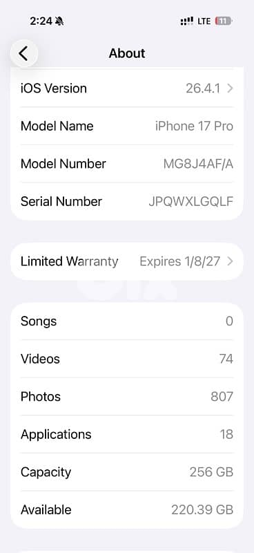 17 PR0 256GB 1 SIM ABM 2