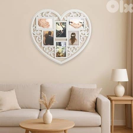 Livarno White Wall Heart Shape Collage Picture Frame W57.5 x H51.5 x D 1