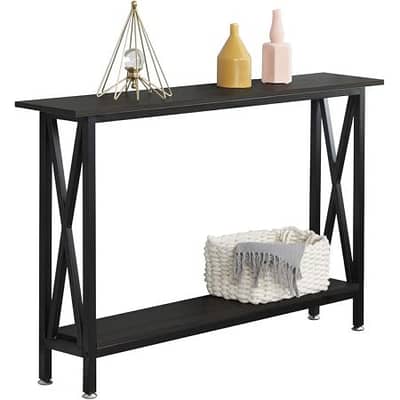 Soges Console Table Hallway Storage Shelves D 24 cm x W 120 cm x H 74