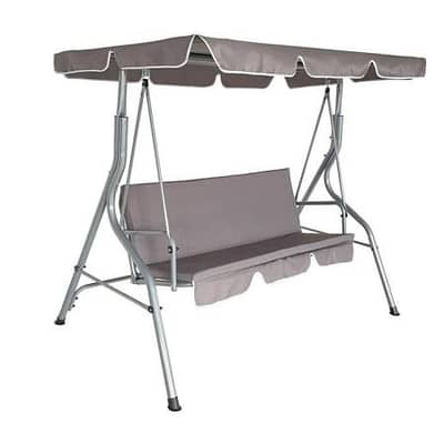 Hollywood 3 Seats Swing with Adjustable Roof & Armrest, Grey 172 × 112