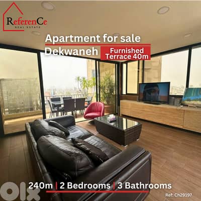 Funished apatment+Terrace in Dekwaneh شقة مفروشة/تراس في الدكوانة