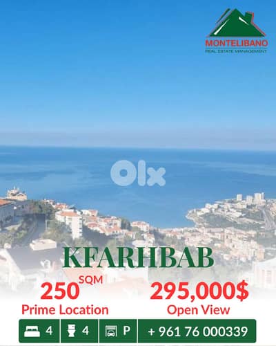 250 sqm Apartment For Sale in Kfarhbab كفرحباب with Open View