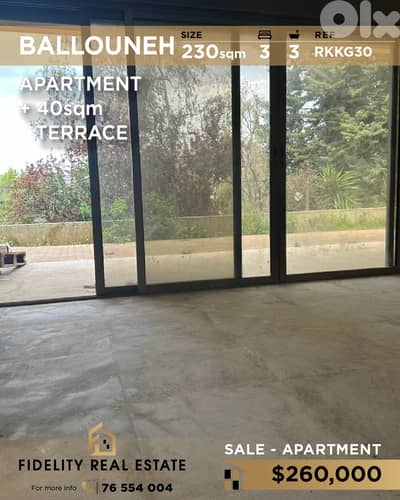 Apartment for sale in Ballouneh RKKG30 شقة للبيع في بلونة