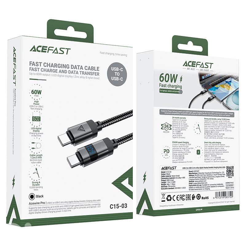 ACEFAST C15-3 60W USB-C to USB-C Charging Data Cable with Display 5