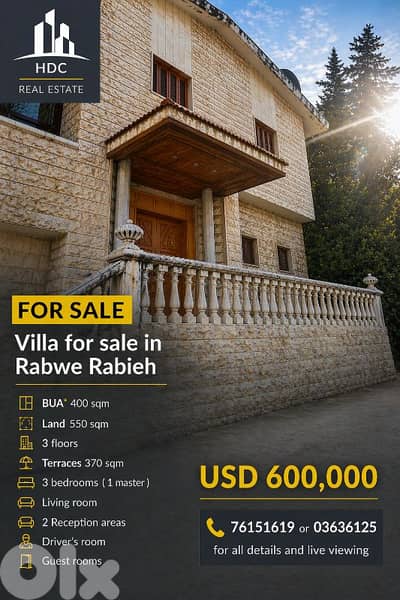 Rabwe / Rabieh Villa for only 600.000$