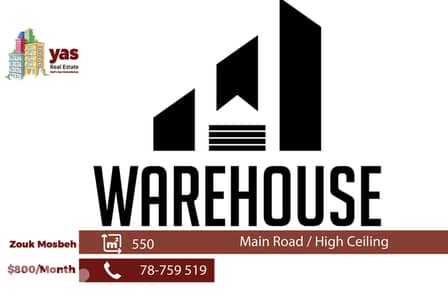 Zouk Mosbeh 550m2 | Warehouse | Rent | High Ceiling | EH/RH