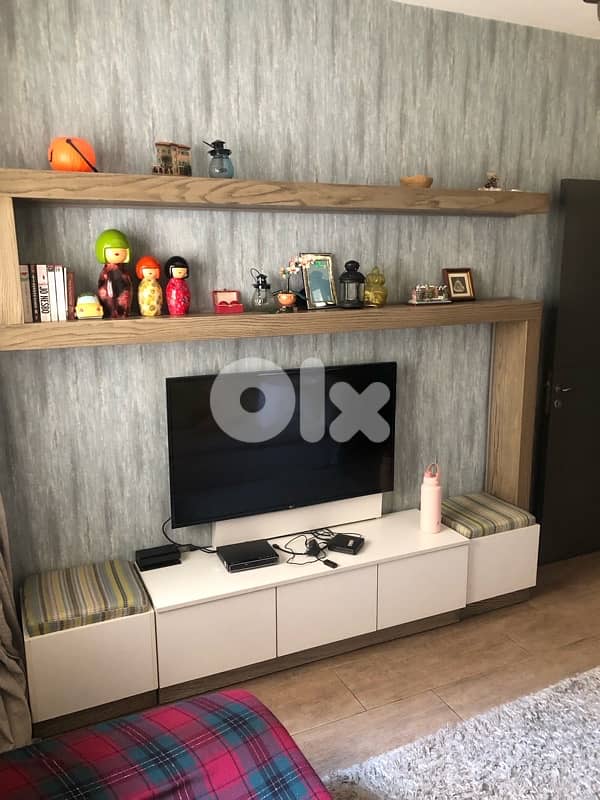 book shelves with under drawers with two side seats / storage 2