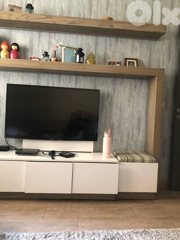 book shelves with under drawers with two side seats / storage 3