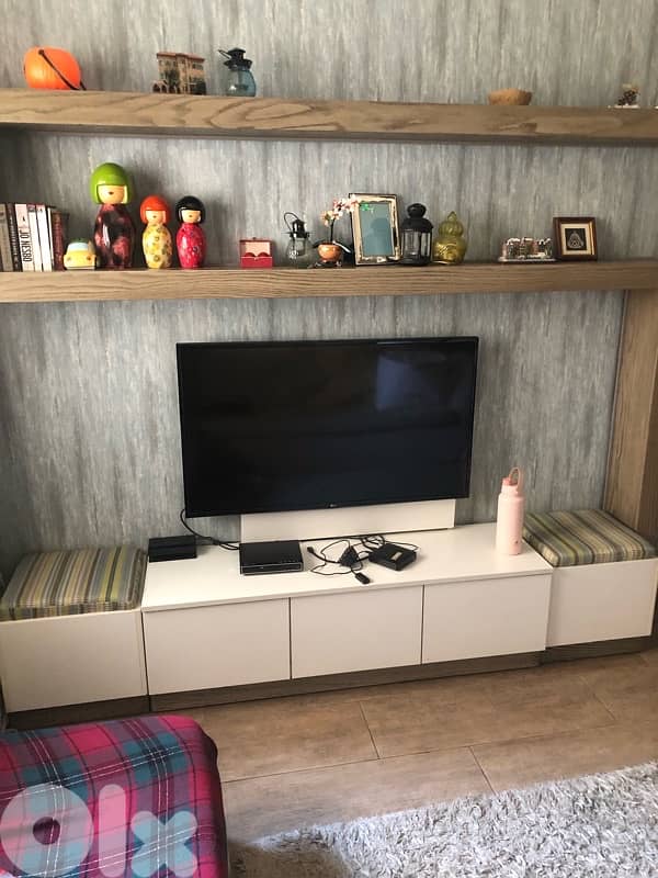 book shelves with under drawers with two side seats / storage 8