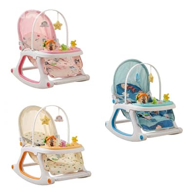 3-in-1 Baby Rocker & Feeding Chair With Wheels-كرسي هزاز وطعام للأطفال