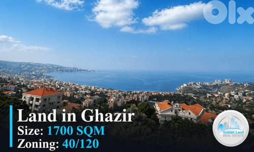 1700 SQM Amazing Land in Ghazir with a Breathtaking View
