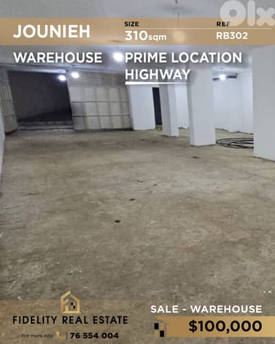 Warehouse for sale in Jounieh RB302 مستودع  للبيع في جونيه