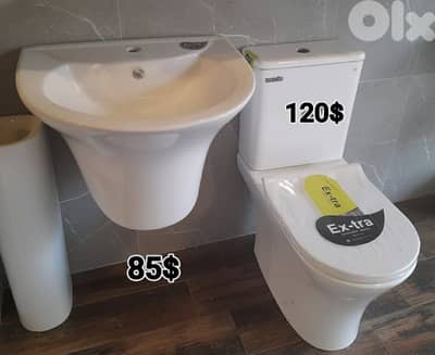 كرسي حمام مبروم مع مغسلة تعليق