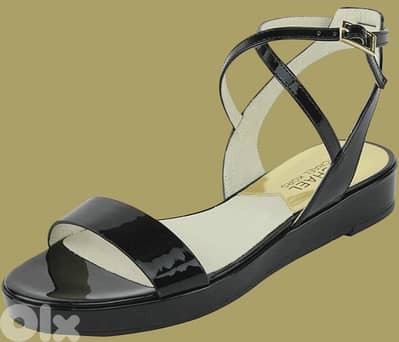 Michael Michael Kors Woman's Kaylee Flat Sandal Patent Black,