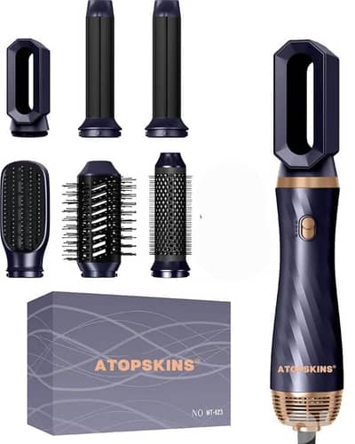 Atopskins 6-in-1 Air Styler Blower Brush, Heated Hair Straightening. . .