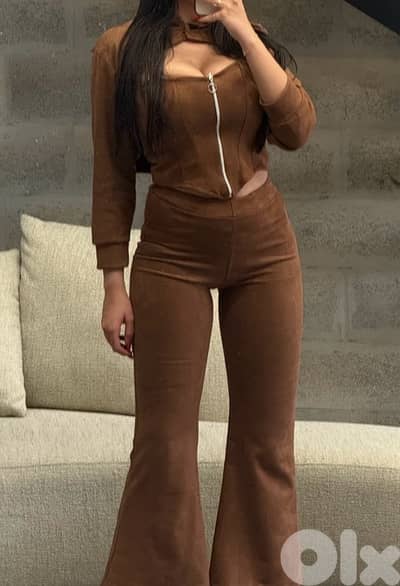 New Faux Suede Set (Corset + Hoodie + Pants)