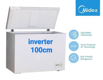 Chest Freezer Midea 100cm Inverter فريزر باب قلاب ميديا الأصلية