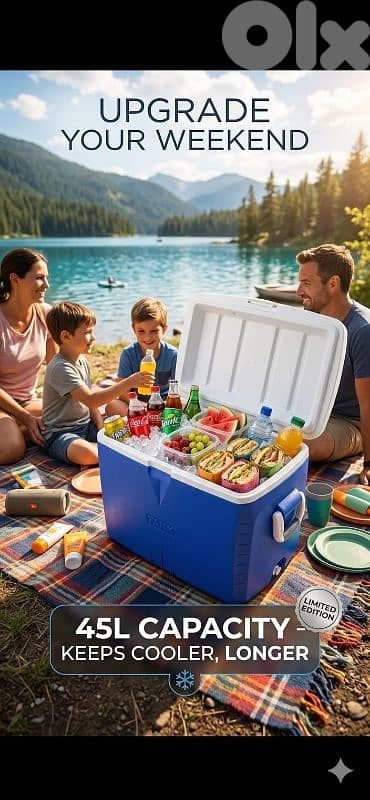 camping cooler icebox picnic 45L