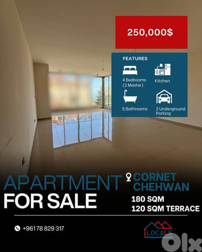 Apartment For Sale in Cornet Chehwan- شقة للبيع في كورنيت شهوان