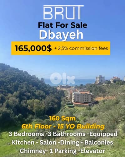 160 sqm open view apartment for sale in Dbayeh